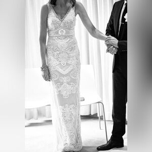 BHLDN by Anthropology Sue Wong Ivory Lace, Beaded Wedding Gown. Size 4